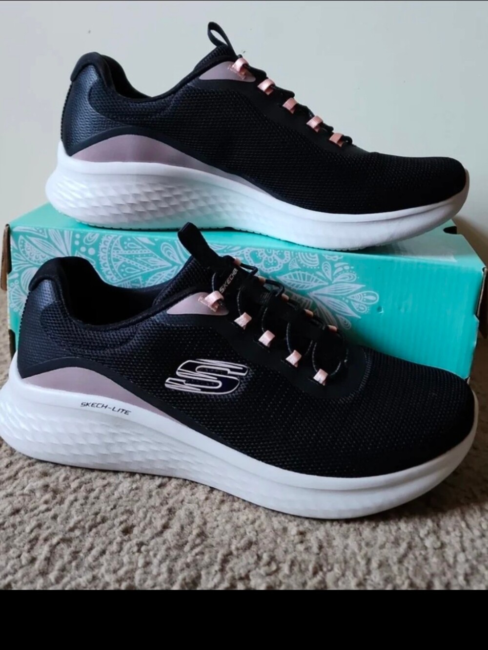 Skechers Skech-Lite Pro Glimmer Me Womens Black Pink Athletic Running Shoes 9